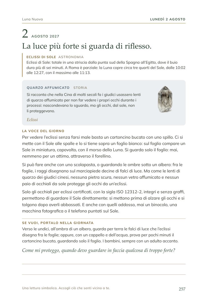 La pagina del 2 agosto: l'eclissi di Sole e il modo sicuro per guardarla