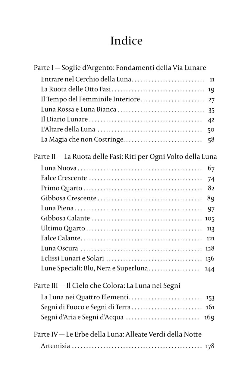 Prima pagina dell'indice del libro